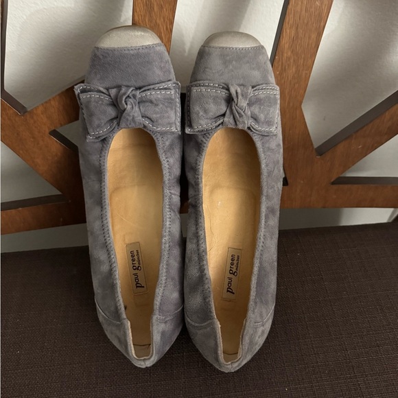 Paul Green sky blue suede wedges with bow tie 5.5 - Picture 9 of 12